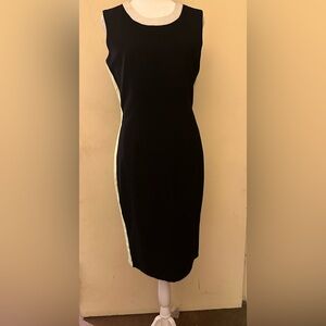 Calvin Klein Sheath Dress, Black with White & Lime Green trim, Size 4